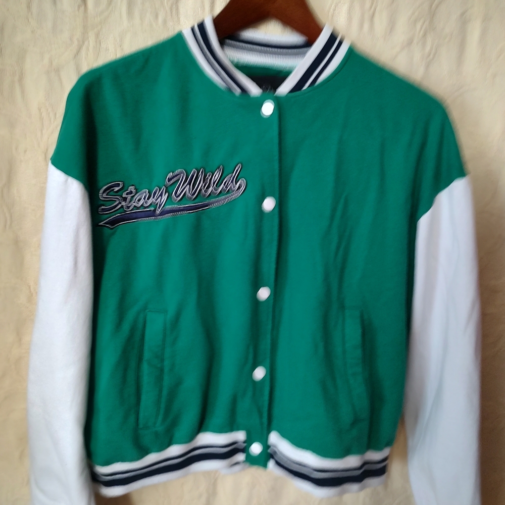 Louise Paris Unisex Jacket Green And White Kids Medium